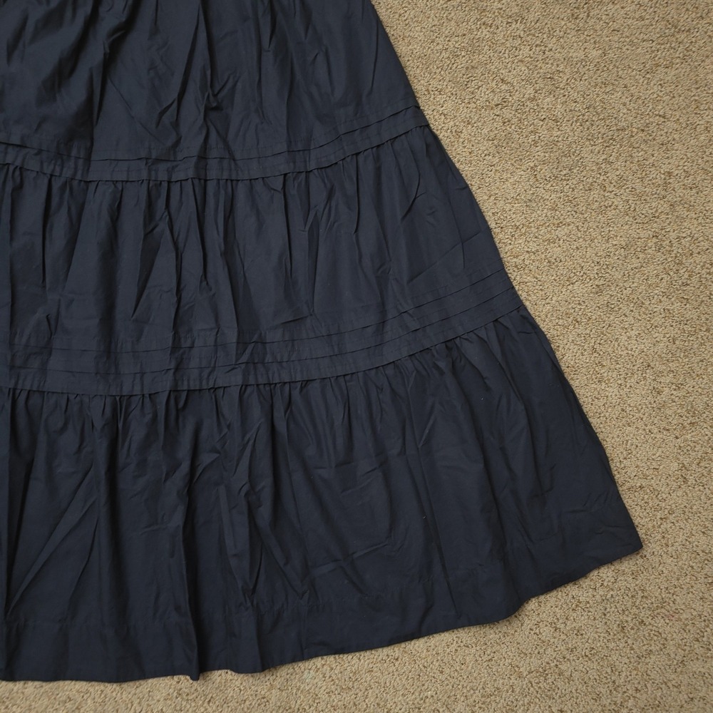 QUINCE Women Tiered Maxi Skirt M Navy Blue Organic Cotton Cottagecore RK001 - Picture 4 of 13